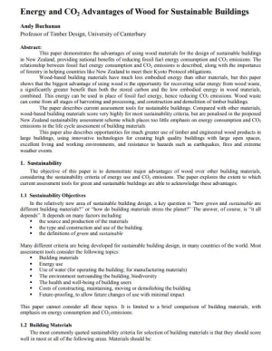 Energy and CO2 Advantages of Wood for Sustainable Buildings