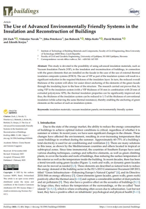The Use of Advanced Environmentally Friendly Systems in the Insulation and Reconstruction of Buildings
