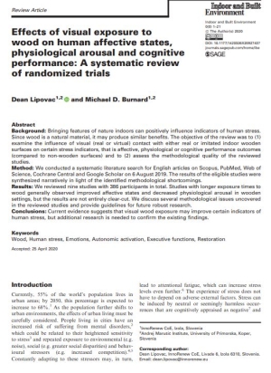Effects of visual exposure to wood on human affective states, physiological arousal and cognitive performance: A systematic review of randomized trials