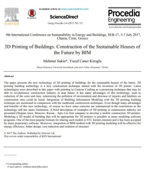 3D Printing of Buildings: Construction of the Sustainable Houses of the Future by BIM