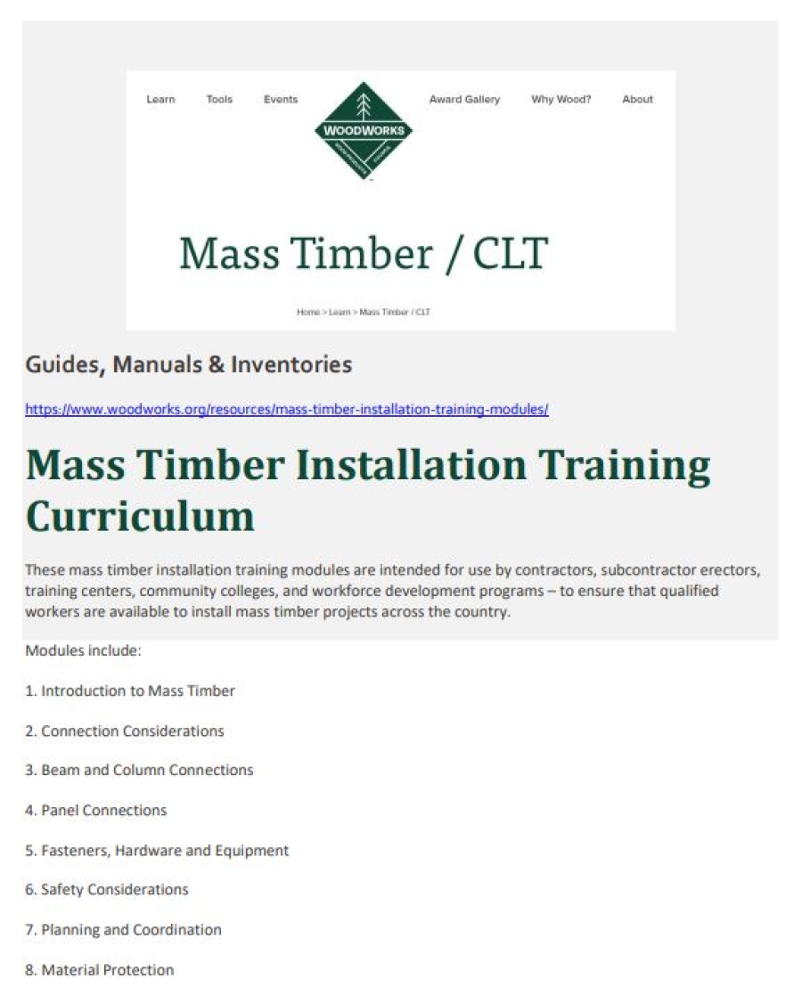 Mass timber Installation Training Curriculum (Guideline)