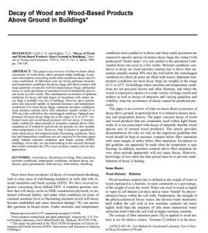 Decay of Wood and Wood-Based Products Above Ground in Buildings