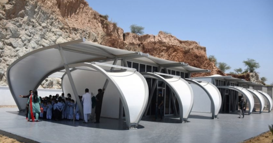 Modular tent classrooms for refugees