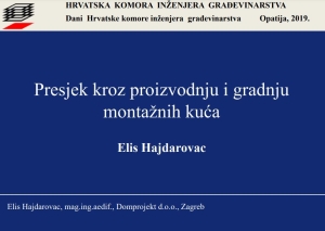 &quot;Presjek kroz proizvodnju i gradnju montažnih kuća &quot;